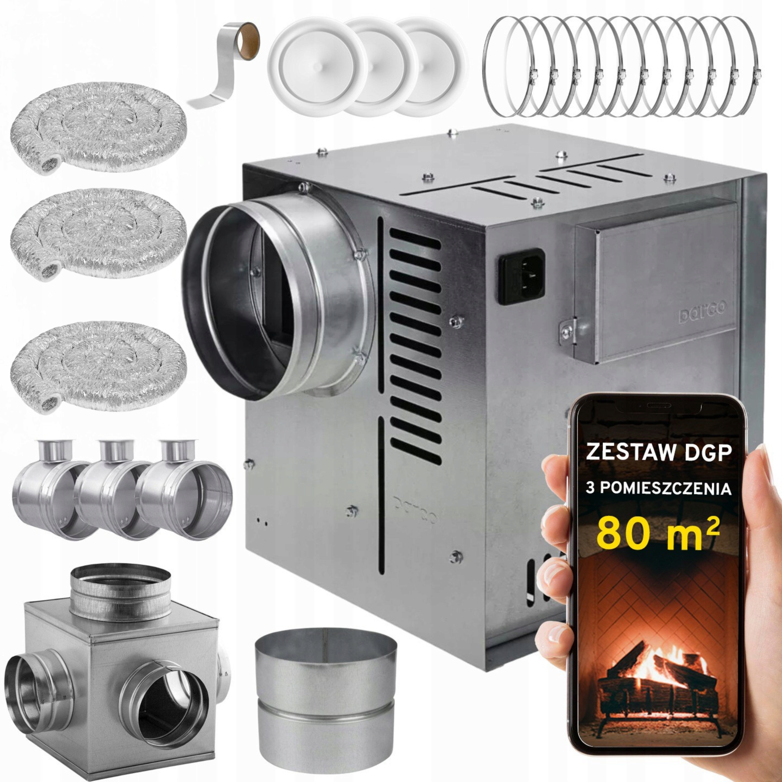 Komínová Turbína Ventilátor Komínový Set Dgp 3 miestnosti 80 m2