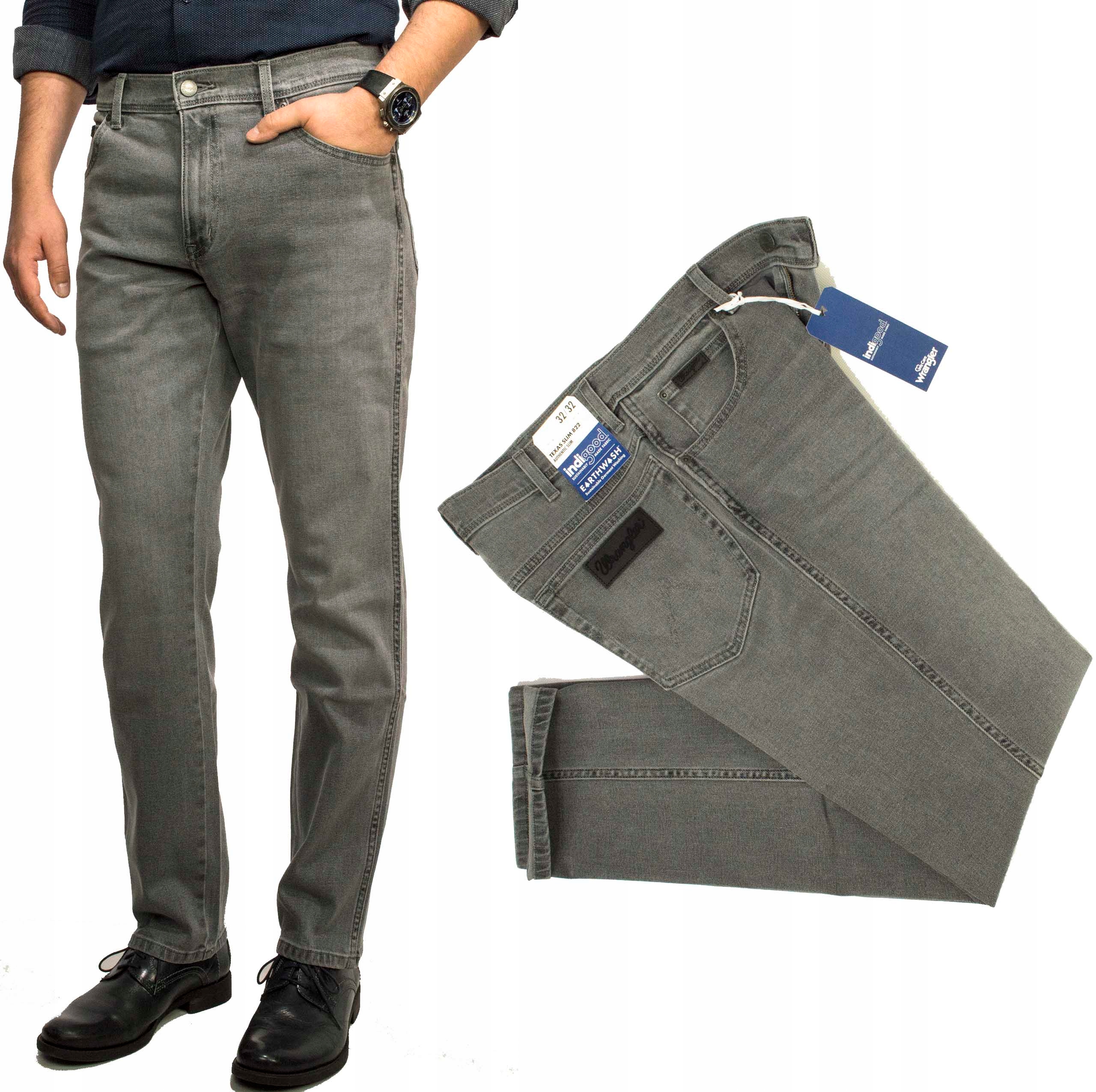 Wrangler Texas Slim Golden Grey męskie spodnie jeansy klasyczne W33 L32
