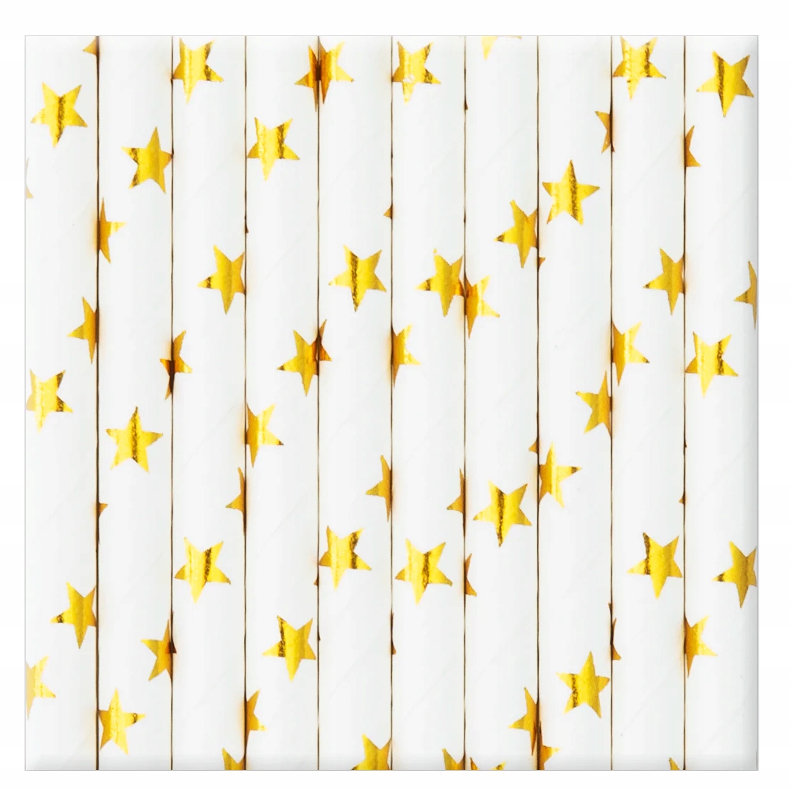 Słomki do picia jednorazowe papierowe rurki BIAŁE w ZŁOTE GWIAZDKI 10 szt. EAN (GTIN) 5904610117347