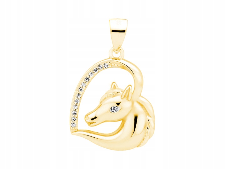 Stříbrný pozlacený Přívěsek Srdce s zirkony Přívěsek Kůň Srdíčko