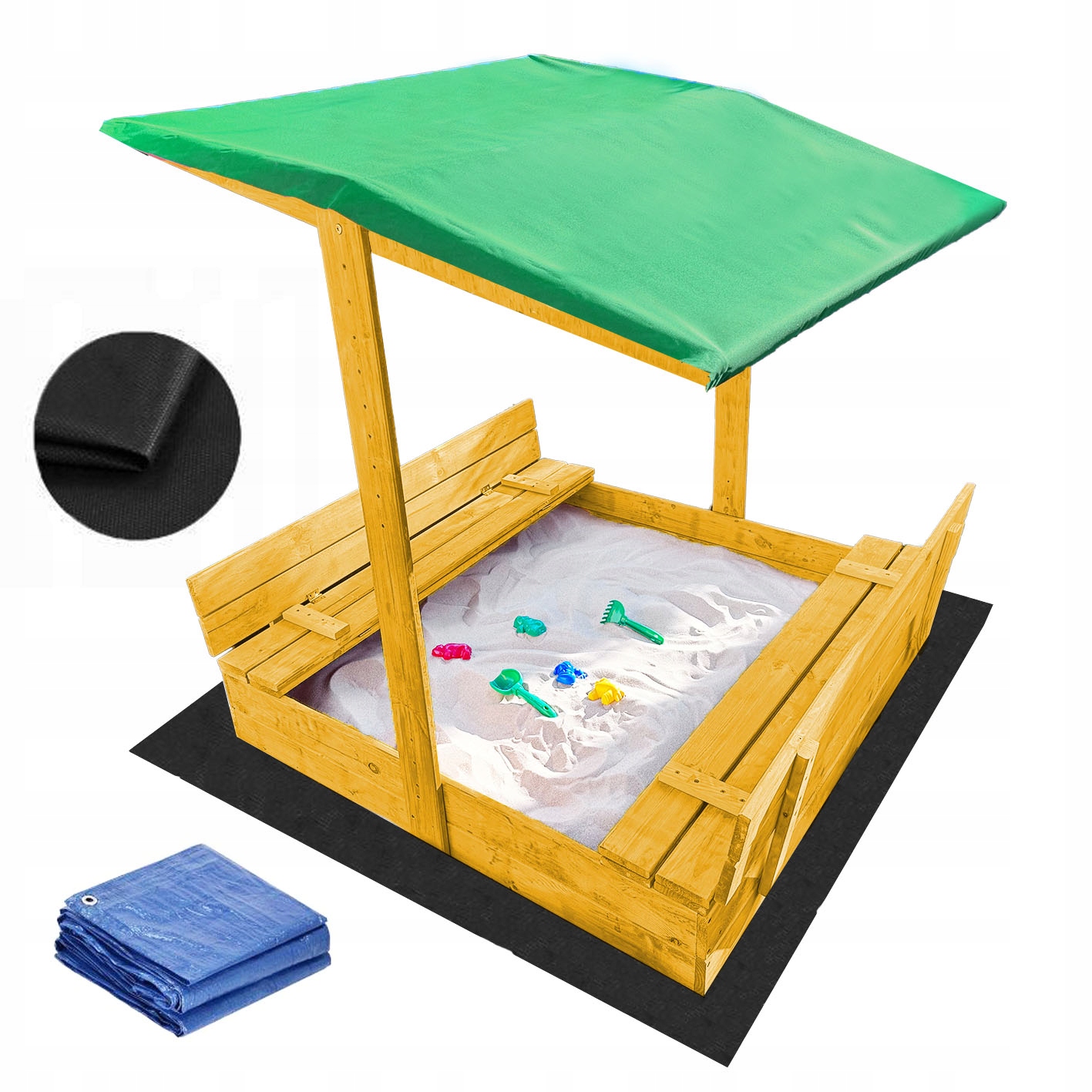 PIASKOWNICA DREWNIANA z DASZKIEM IMPREGNOWANA 120 GRATISY SZYBKA ZIELONY