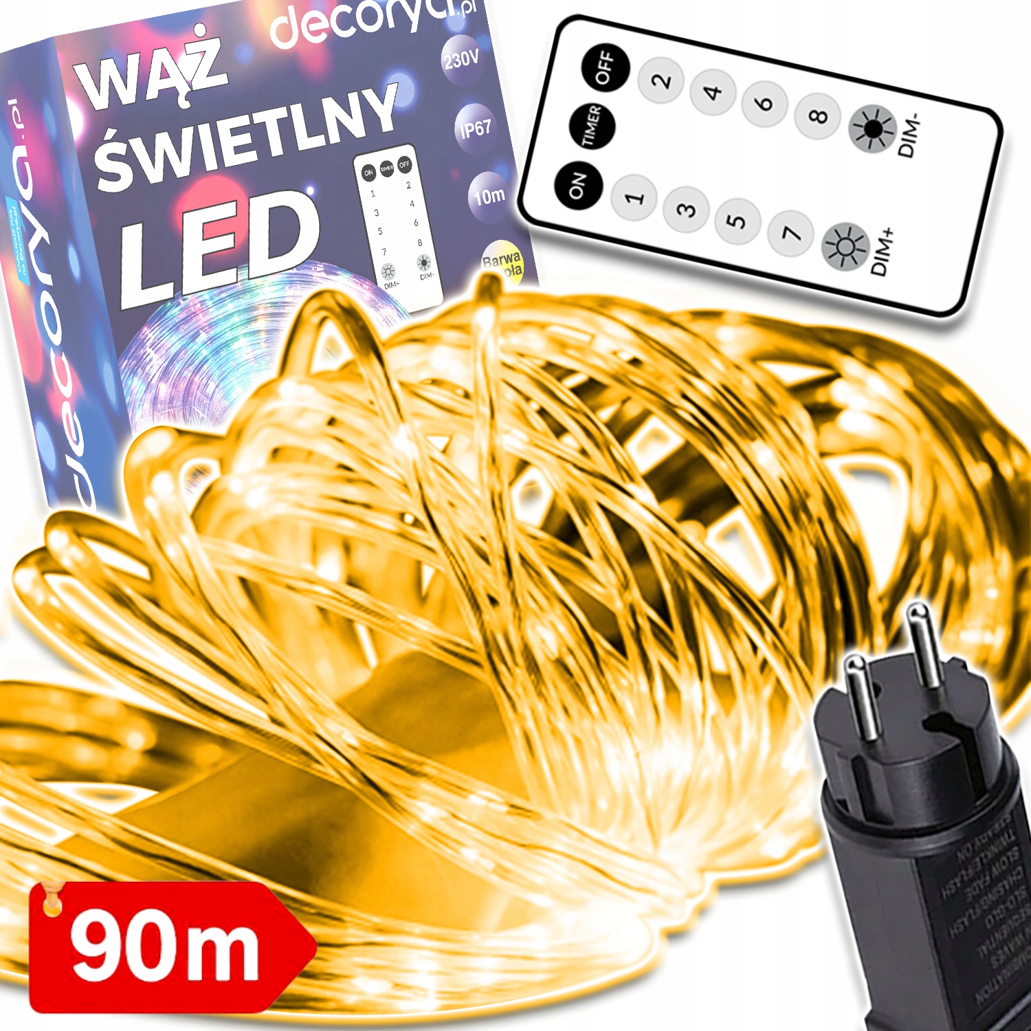 Led Světelná Hadice Vánoční Osvětlení Na Stromeček Venkovní Girlanda 90 M Voděodolná IP67