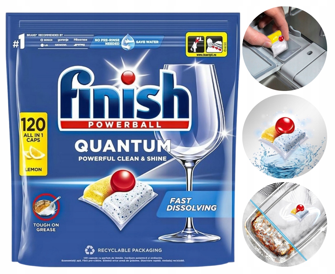 Levně Finish Quantum Kapsle Na Mytí Nádobí Čisté lesklé nádobí Odstraňuje Nečistoty