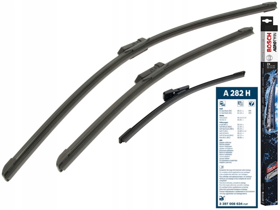Komplet 3X Wycieraczki Przód Tył Bosch Płaskie Aerotwin Vw Golf VII