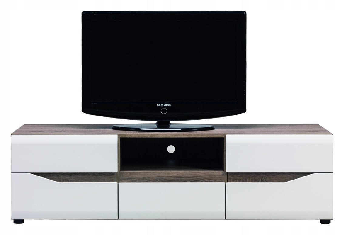 SZAFKA 150 RTV LI1 LIONEL biały połysk + DĄB SONOMA TRUFLOWY