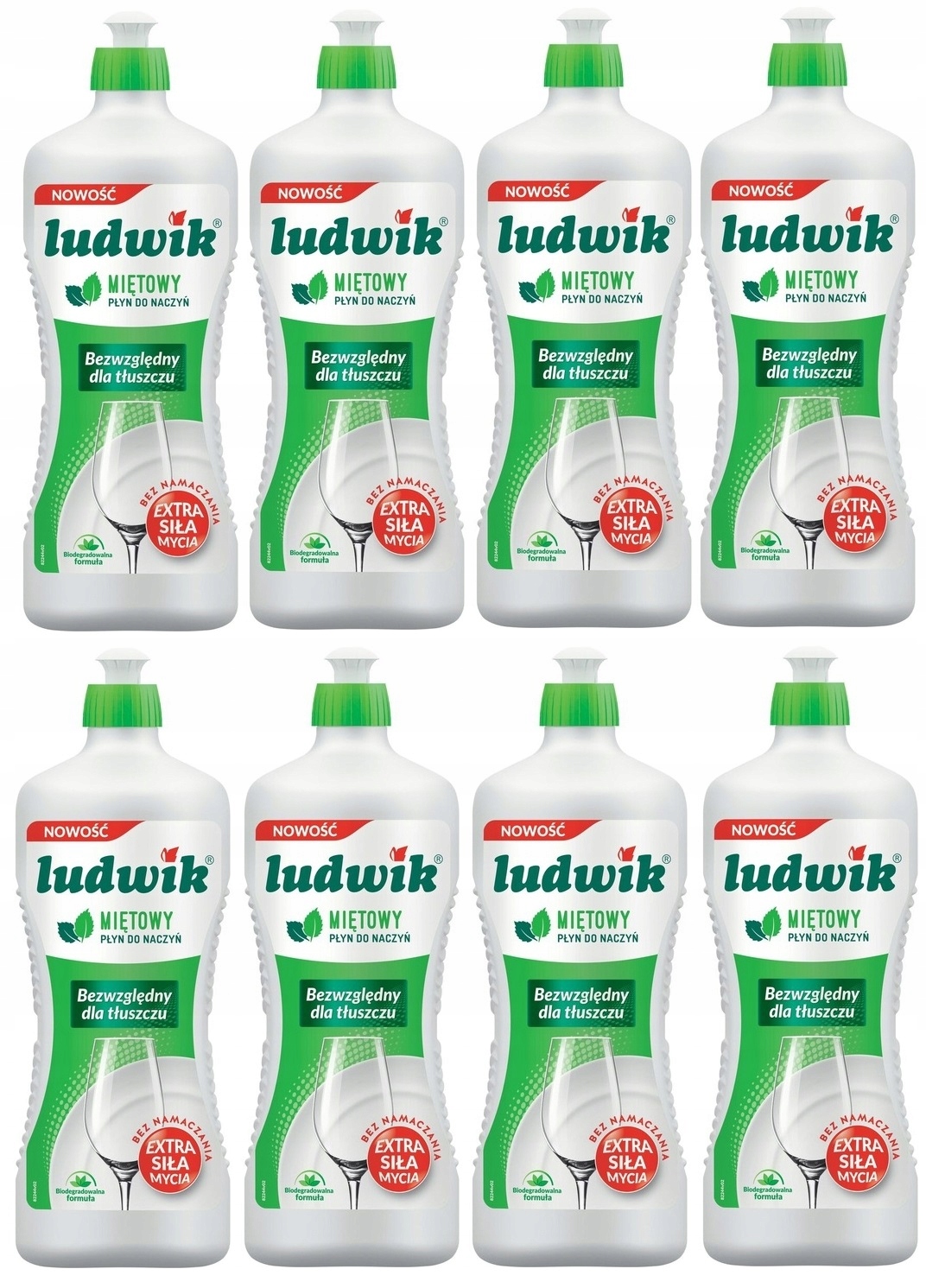 Levně 8x Tekutý prostředek na mytí nádobí mátový 900 g Ludwik Eko