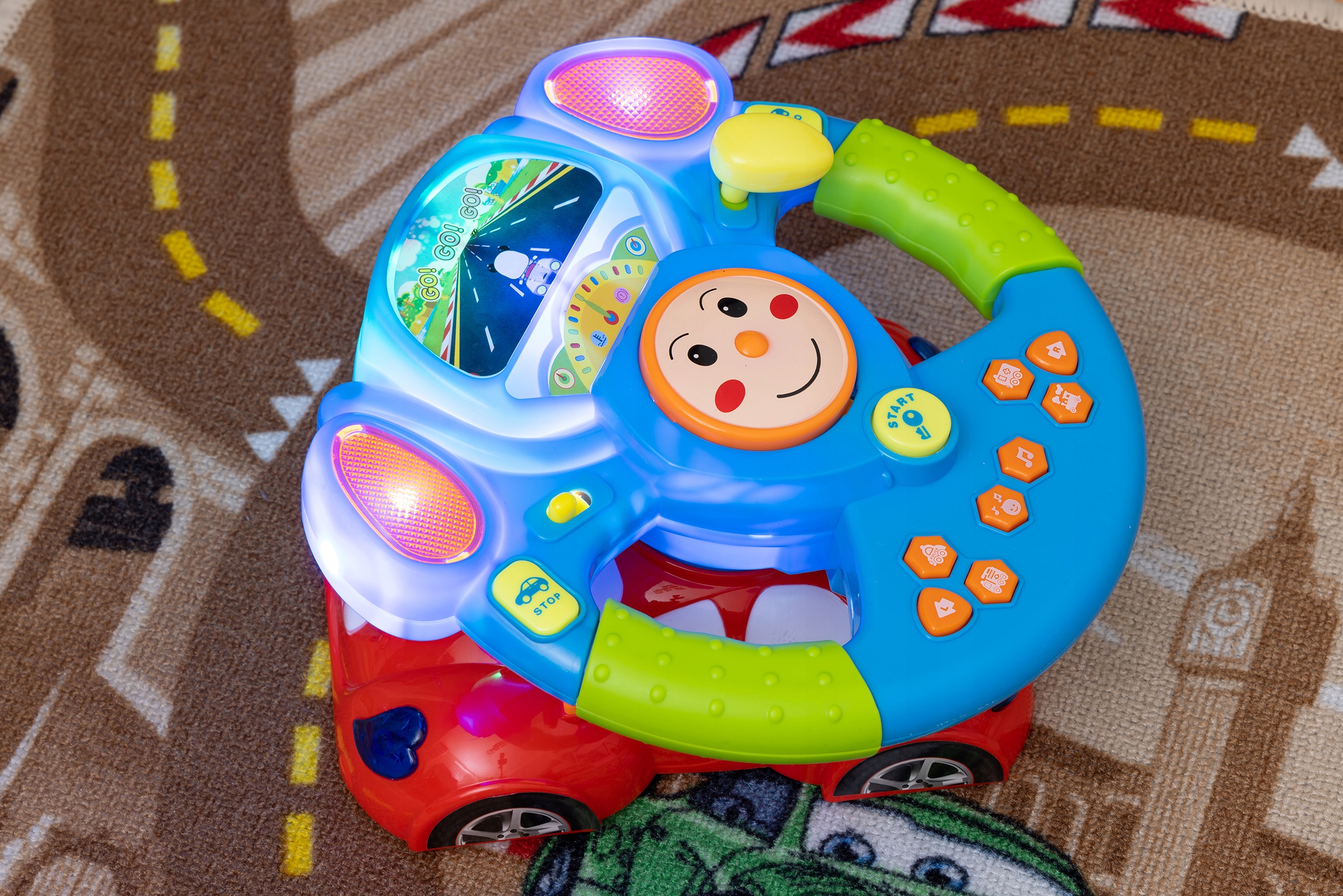 INTERAKTYWNA KIEROWNICA MUZYCZNA SAMOCHODOWA LED ZABAWKA INTERAKTYWNA Szerokość produktu 24 cm