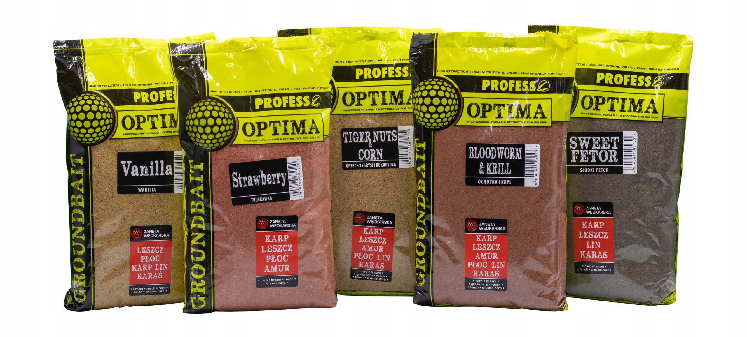 Mix smaków 5x ZANĘTA wędkarska PROFESS OPTIMA 5kg + WIADRO Kod producenta OPTIMA WIADRO 5kg