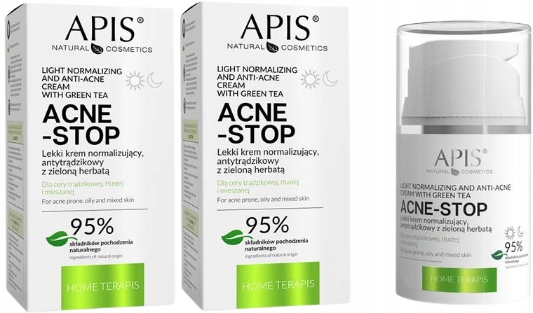 2 kusy Acne-stop Lehký normalizační krém se zeleným čajem 50 ml Apis