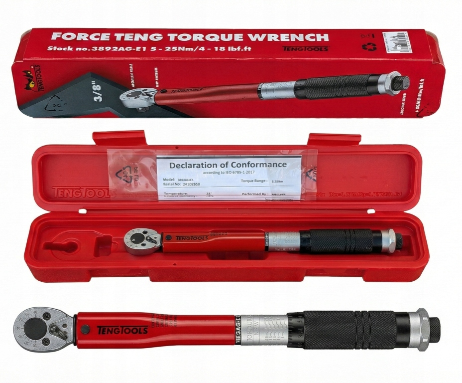 Momentový kľúč Teng Tools 5-25Nm 3/8 v krabici s uhlomerom