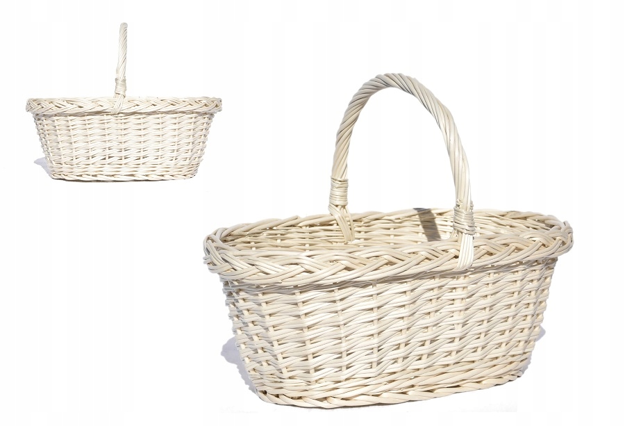 Elegancki koszyk upominkowy- KOSZ wiklinowy biały Marka Sklep Wiklinowy