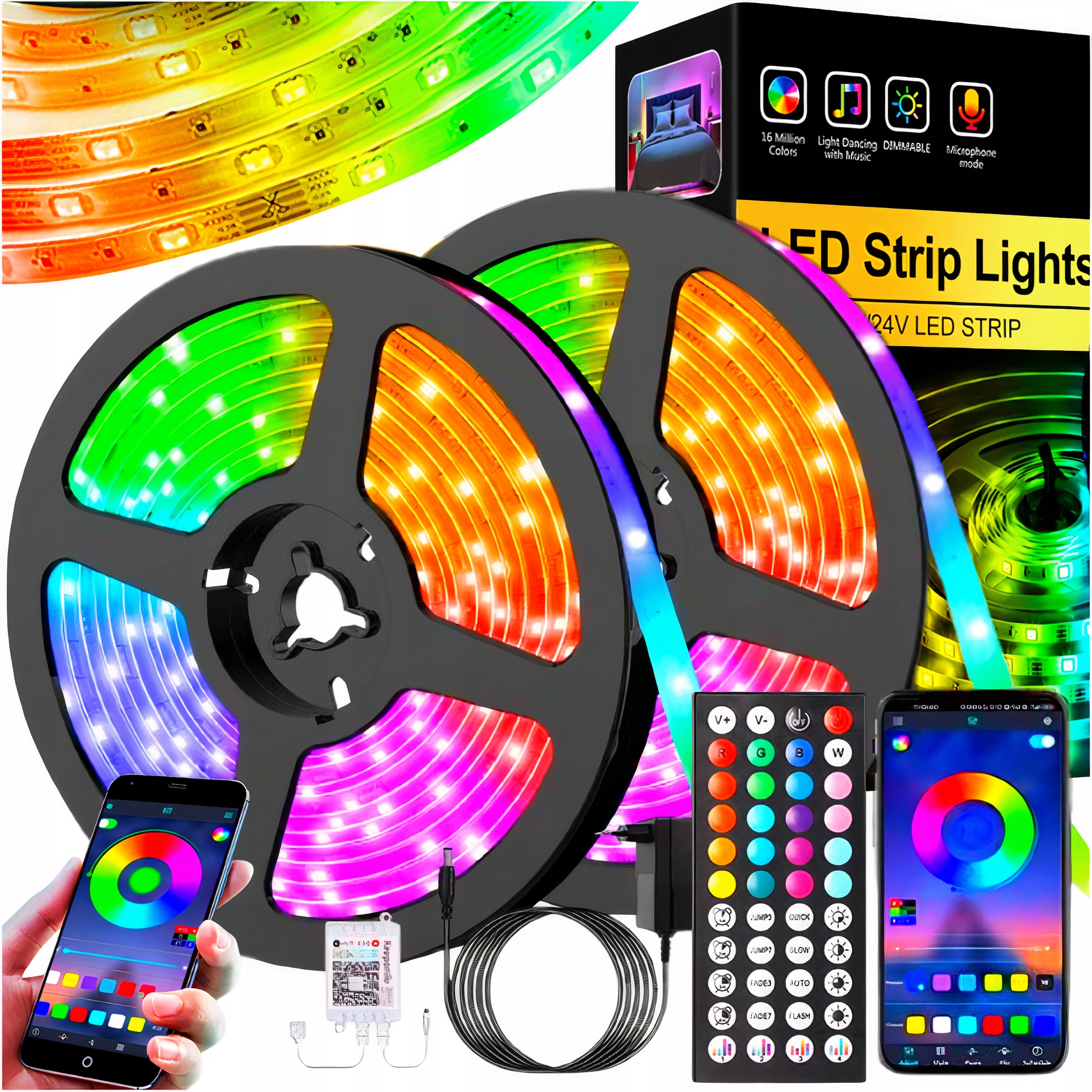 

Taśma Led 20M Rgb 5050 Bluetooth Aplikacja Zestaw