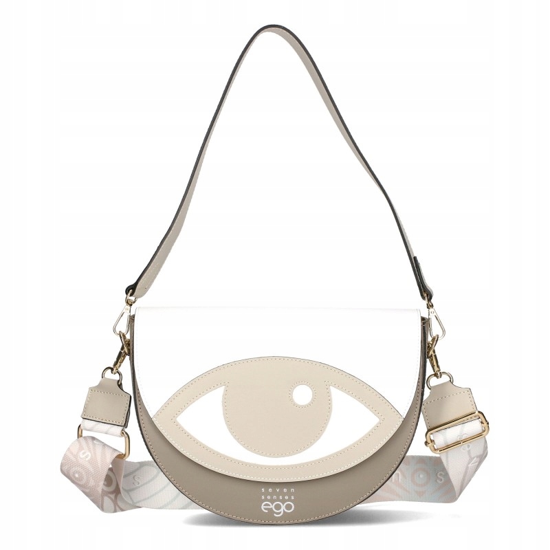 Ego Torebka Damska Skórzana Listonoszka Seven Senses Dwa Paski Beżowa