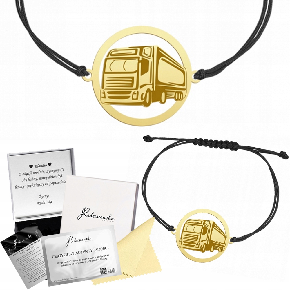 Zlatý Náramek S Tirem Tir Šňůrka Stříbro 925 Narozeniny Gravírování Bonus