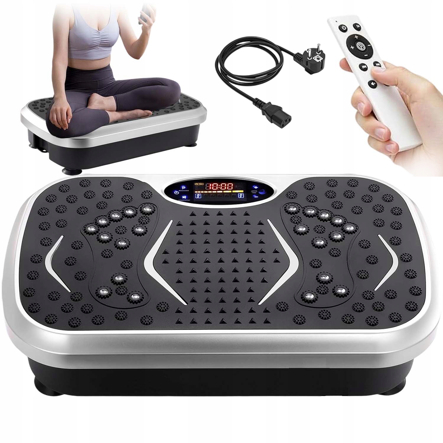 Platforma Wibracyjna Wibrująca Treningowa Masażer Z Pilotem I 2 Paskami
