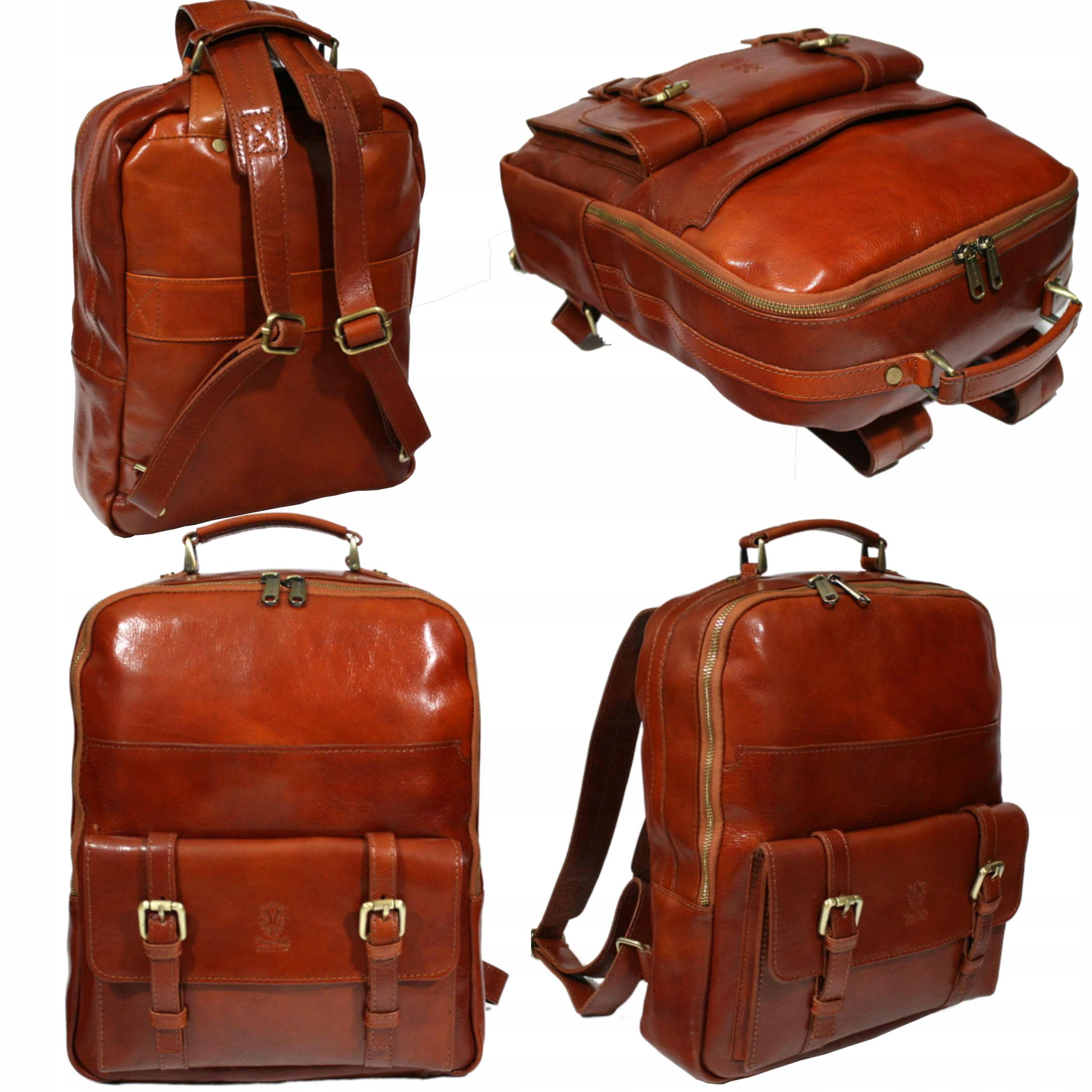 Batoh italský velký hnědý s přihrádkou na notebook 15 vintage