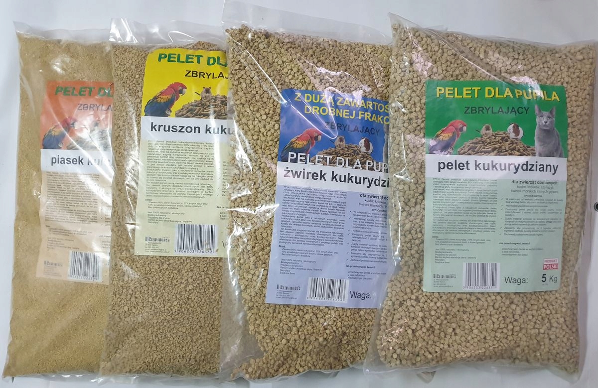 MIX żwirków kukurydzianych Zbrylających Żwirek Dla Kota 4 opak. 10%TANIEJ!