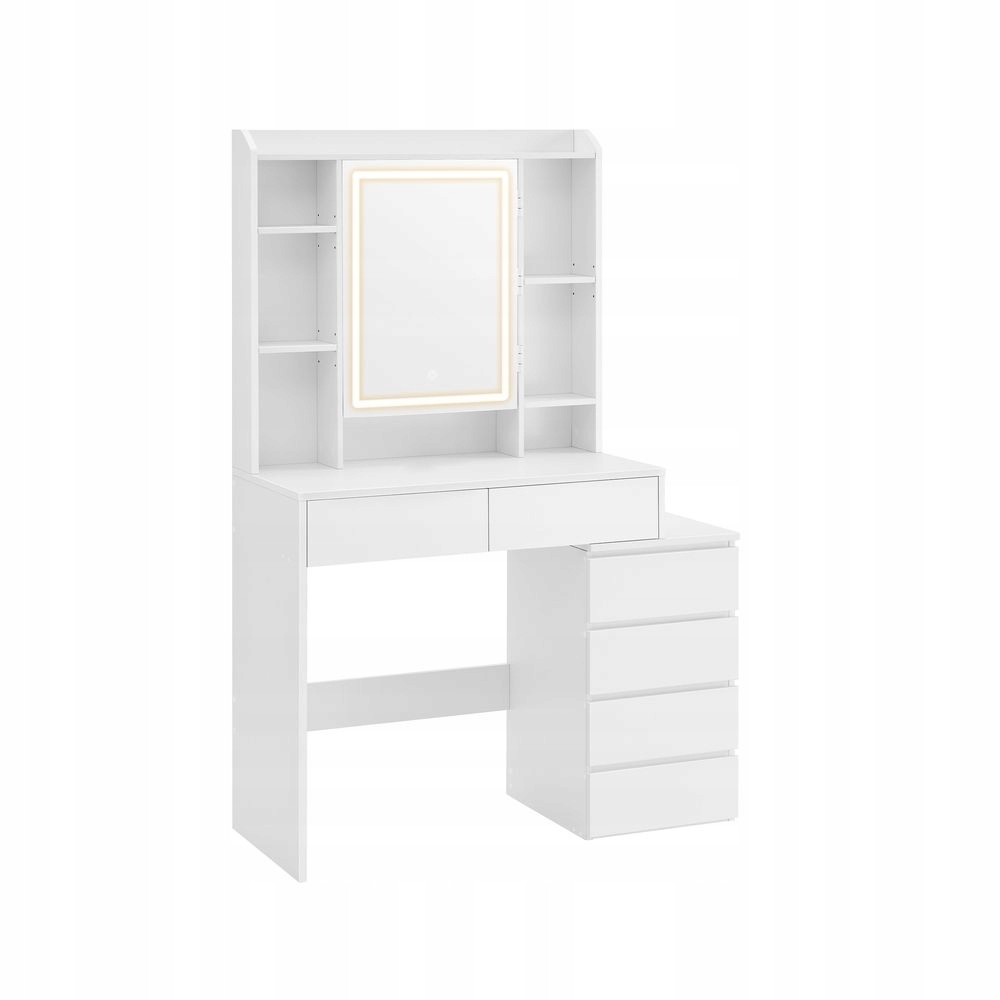 TOALETKA Z LED LUSTRO SZUFLADY VASAGLE BIAŁA KOMODA