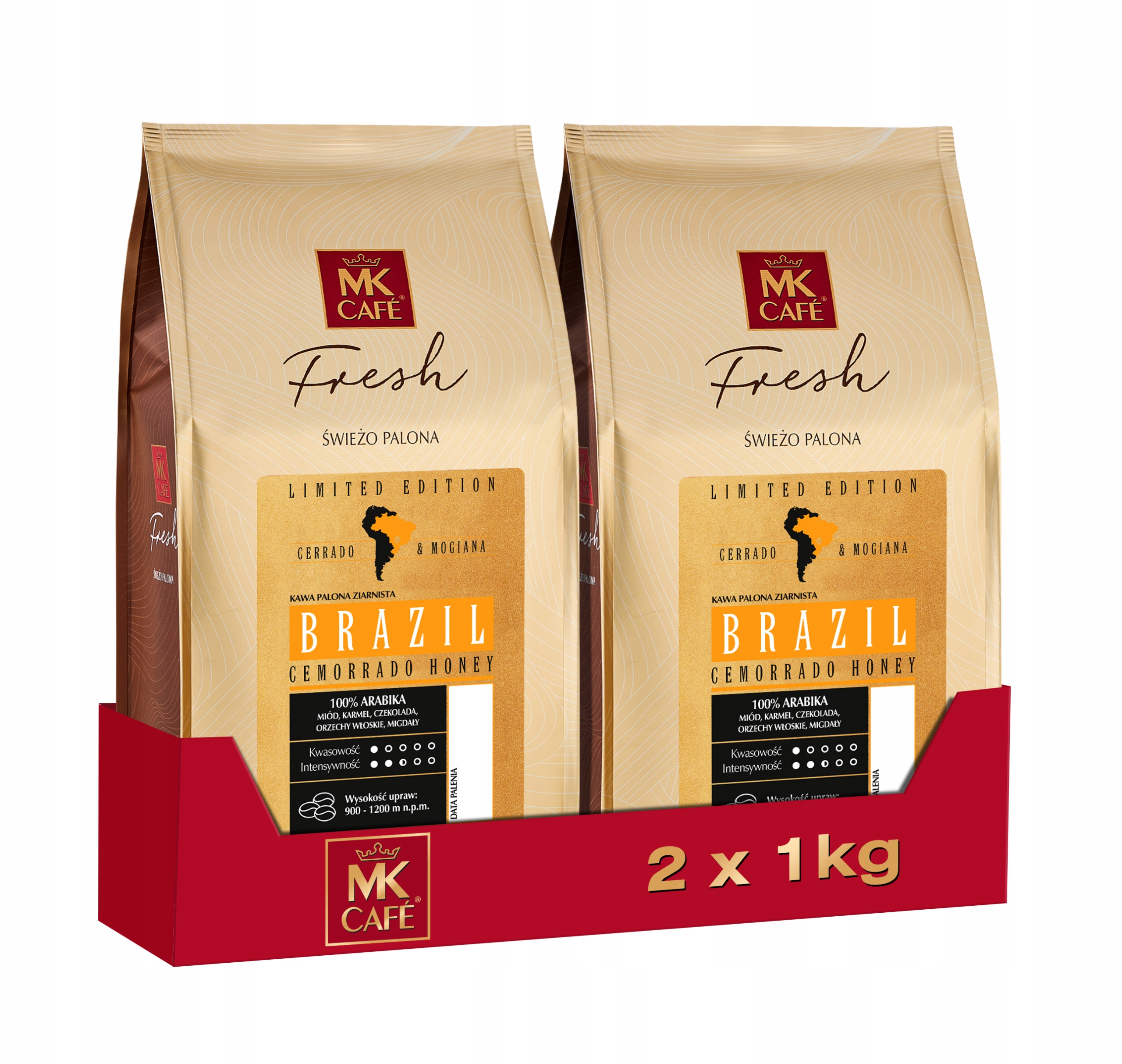 Levně Káva zrnková Mk Cafe Fresh Brazil Cemorrado Honey 2x1 kg