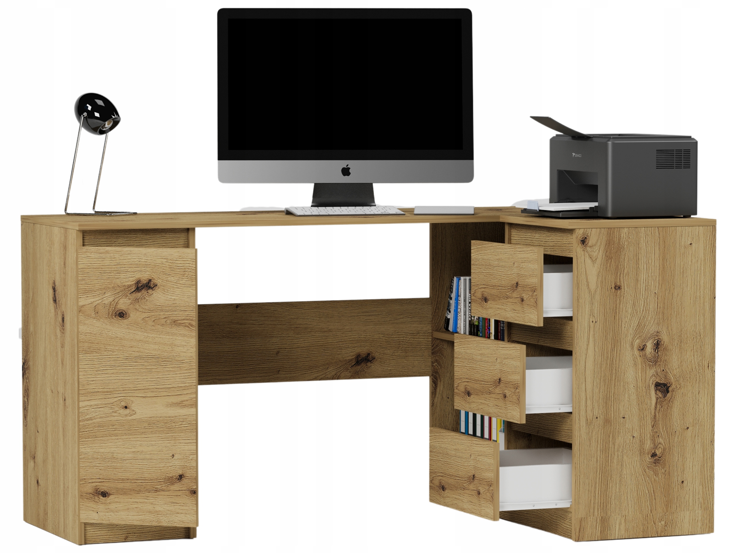 Meble Biurko narożne komputer 3sz 155cm artisan N12