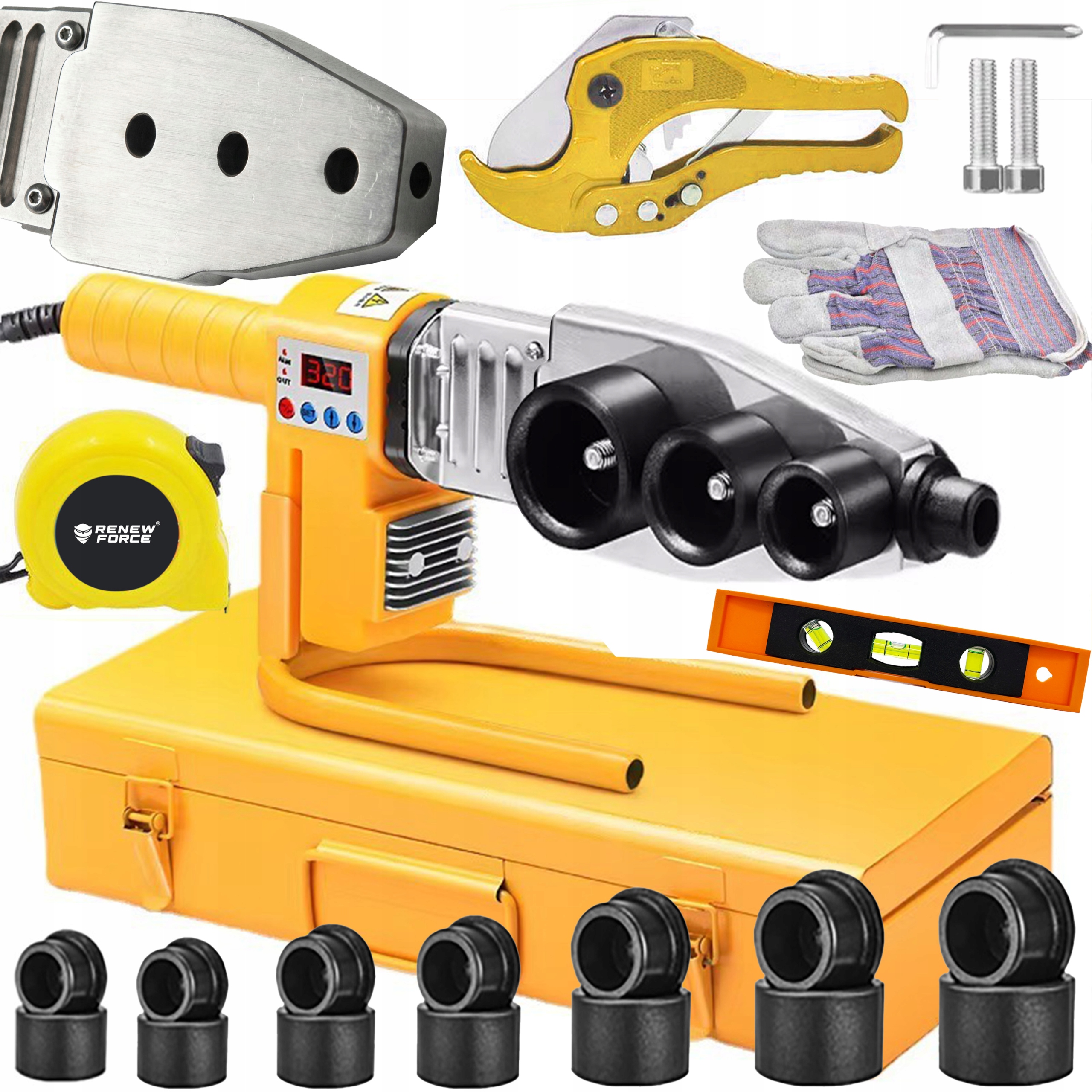 LCD Svařovačka Trubek Pp Pvc Matrice 16-63 mm 2800 W Polyfúzní Displej