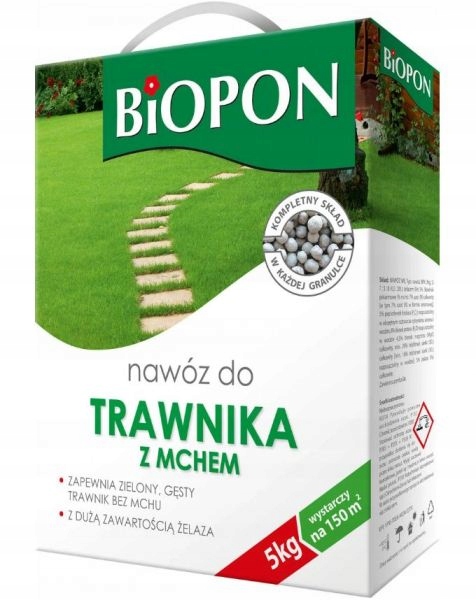 Nawóz Do Trawy Wieloskładnikowy TRAWNIK z MCHEM Zielony Gęsty Biopon 5KG