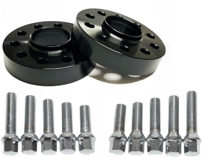 Černé distanční prvky Audi Skoda Vw 5x100x57,1 25 mm šrouby