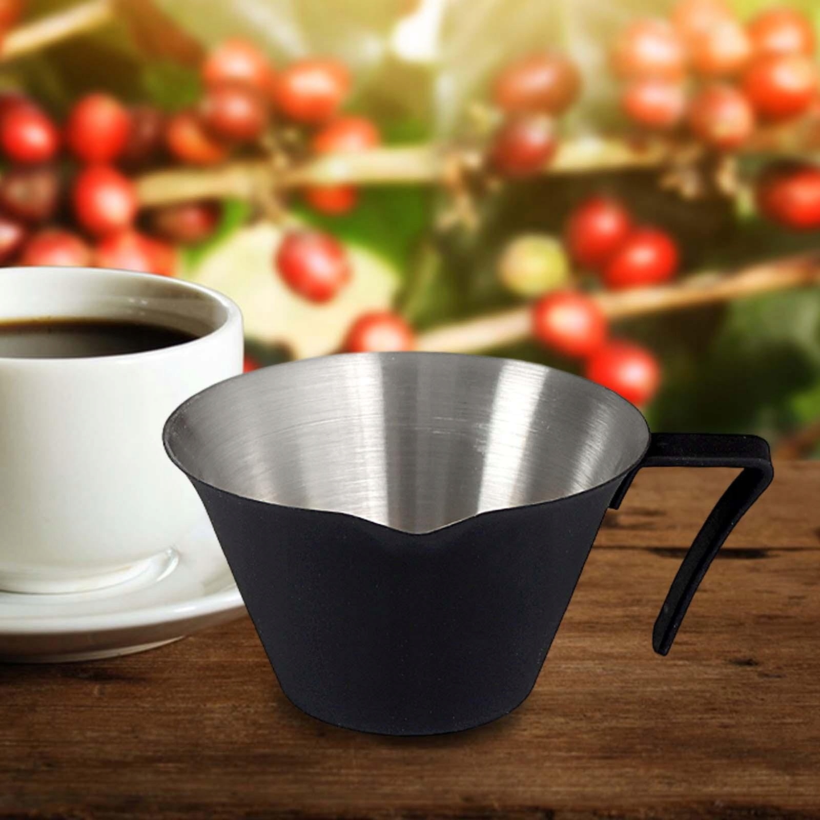 Miarka do espresso o pojemności 100 ml z uchwytem Filiżanka do espresso ze stali nierdzewnej, czarna Kod producenta Does not apply