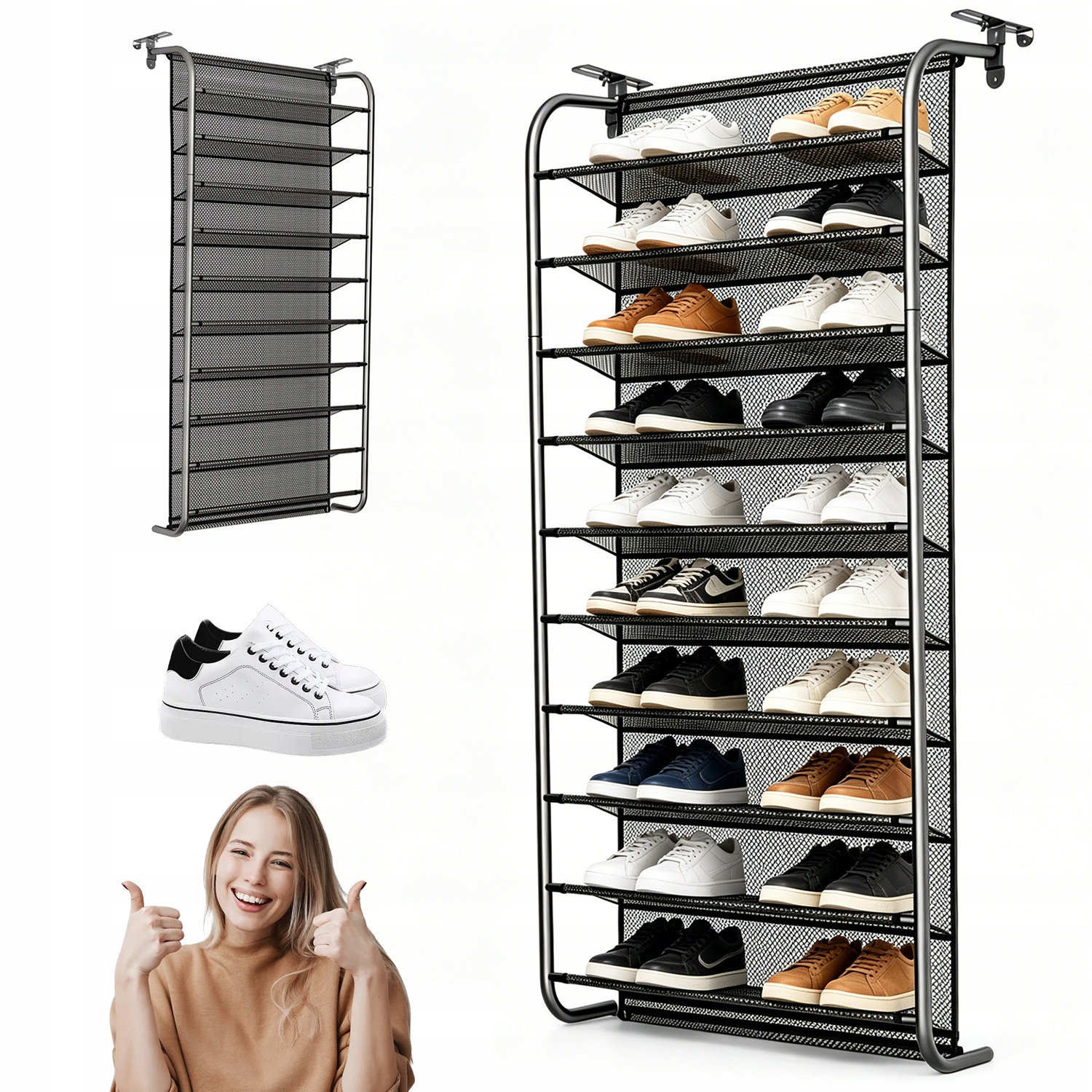 Regál Na Boty 151 CM, 10 Úrovní, Velký Stojan Na Boty Pro Ukládání Bot