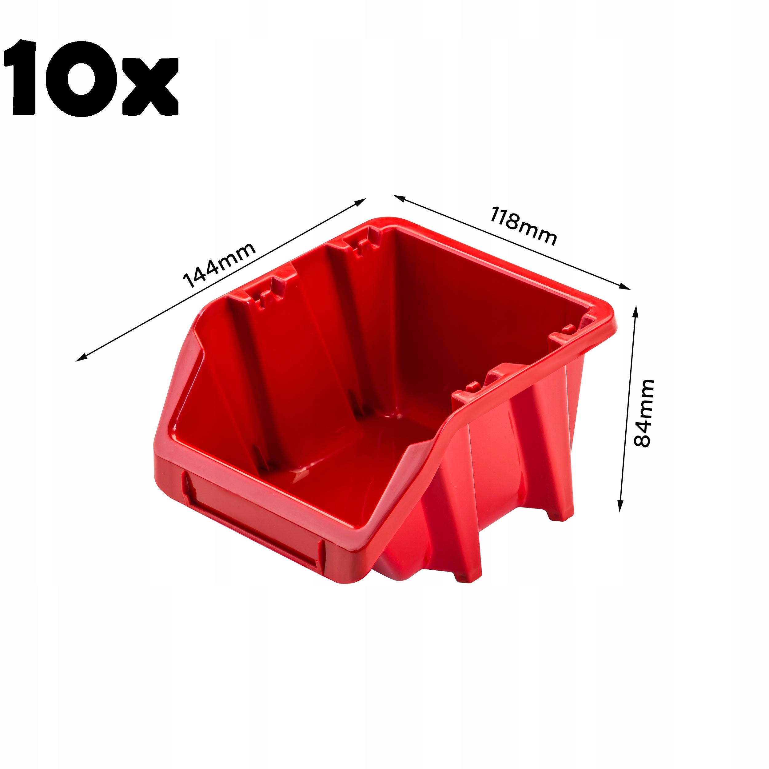 

10 Pojemników magazynowych 118x144x84 mm warsztat