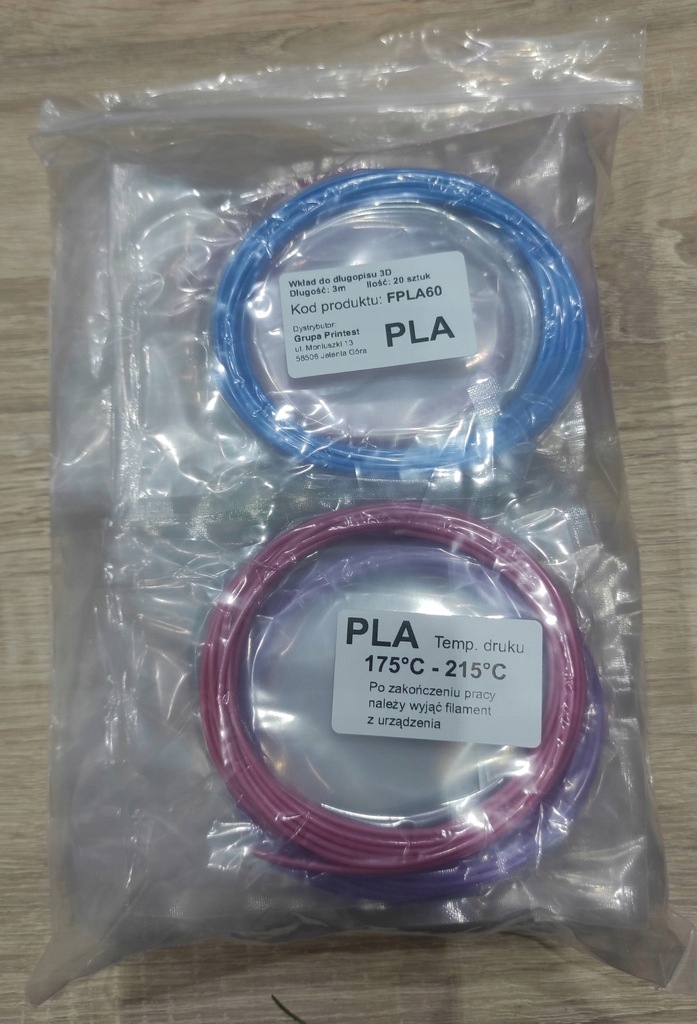 Wkłady do długopisu 3D PLA 1,75mm 20 szt x 3m 60m EAN (GTIN) 5028075273889