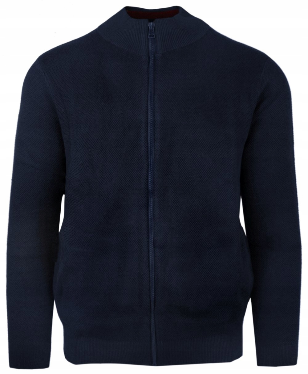 Bavlněný svetr na zip, vysoký výstřih, kapsy – Alties – Námořnická Modrá – XXL