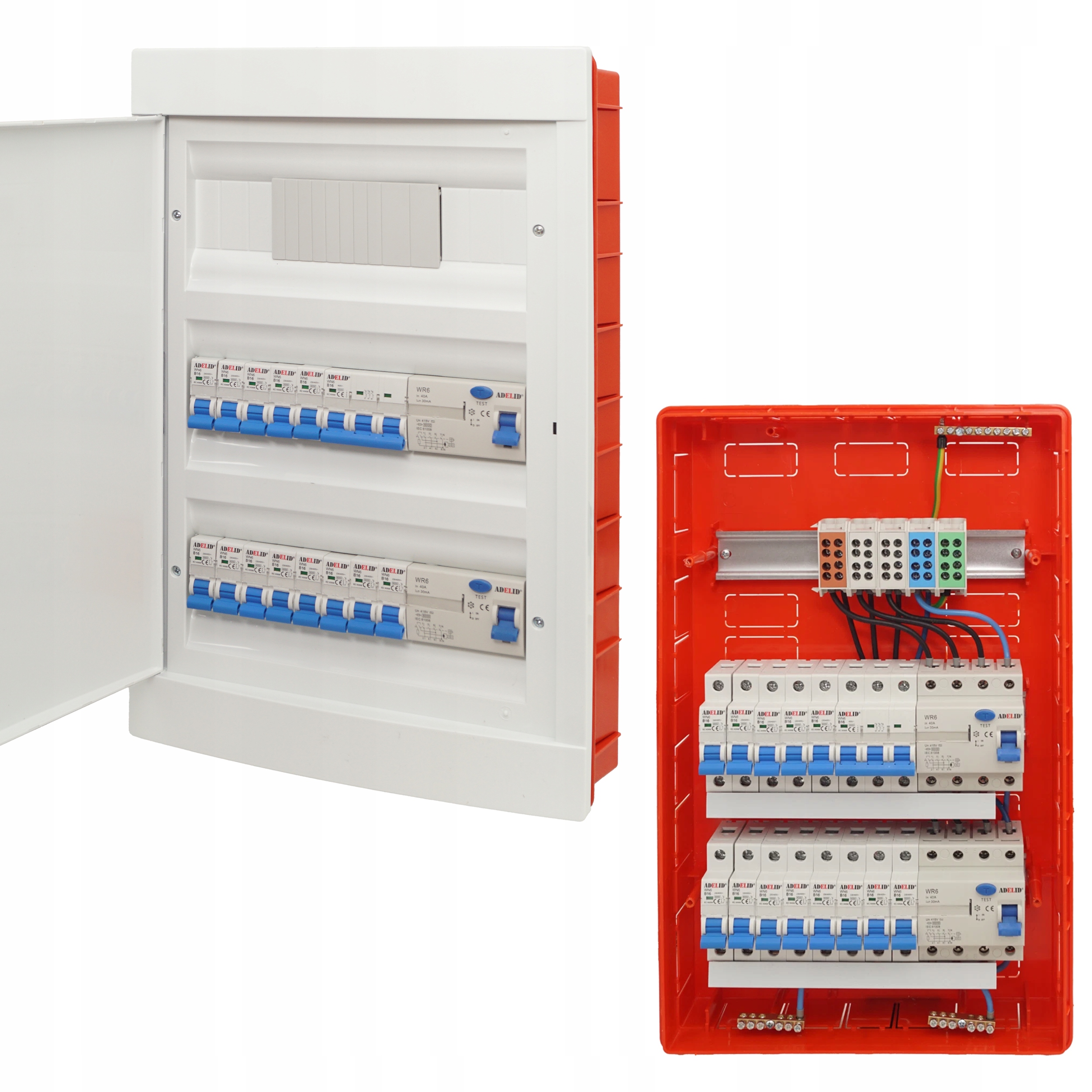 Rozdzielnica Skrzynka Elektryczna Wyposażona Różnicówki 40A 1X 3P 13X B16A