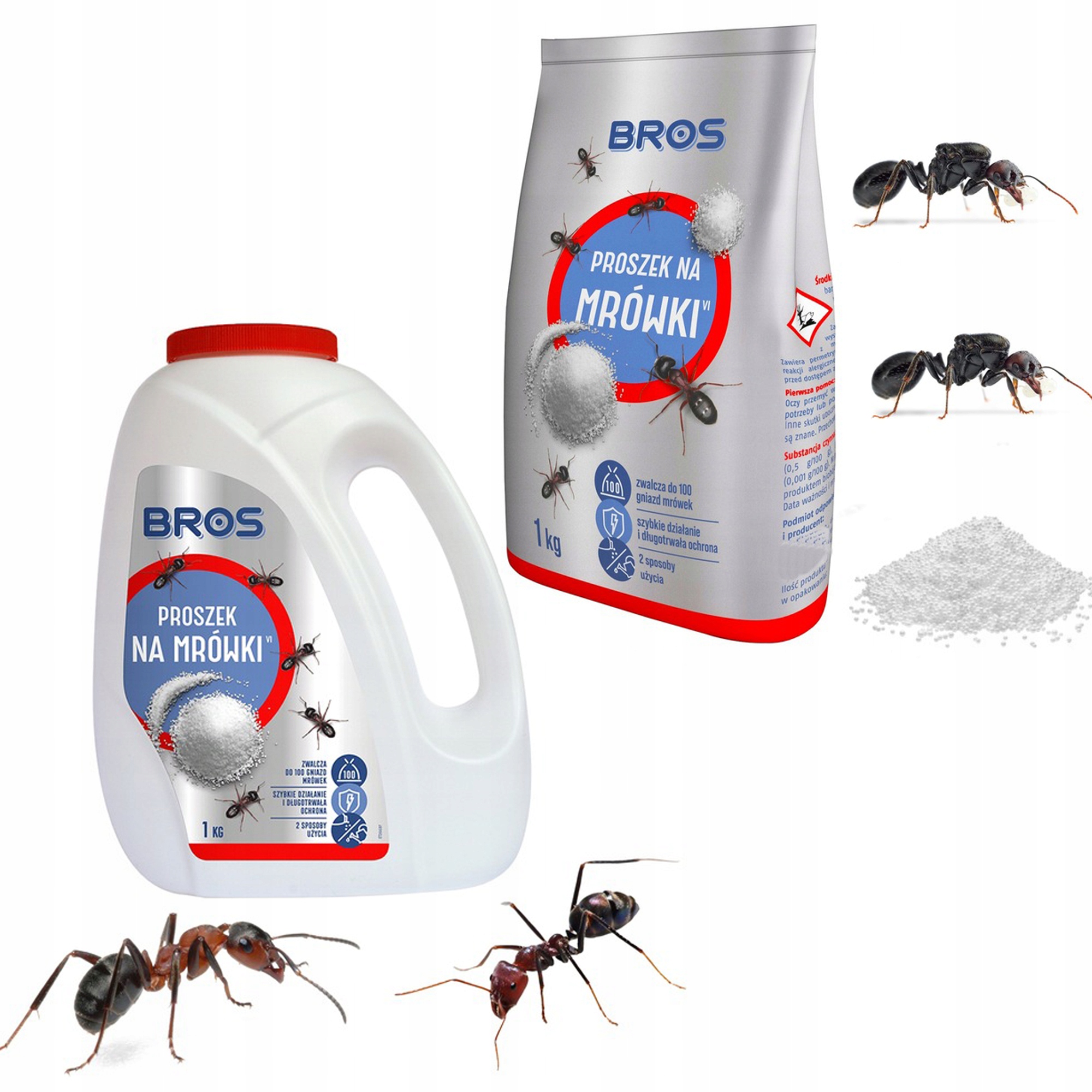 Bros Proszek Na Mrówki 1 Kg Zapas 1KG Środek Trutka Zwalcza Do 200 Gniazd