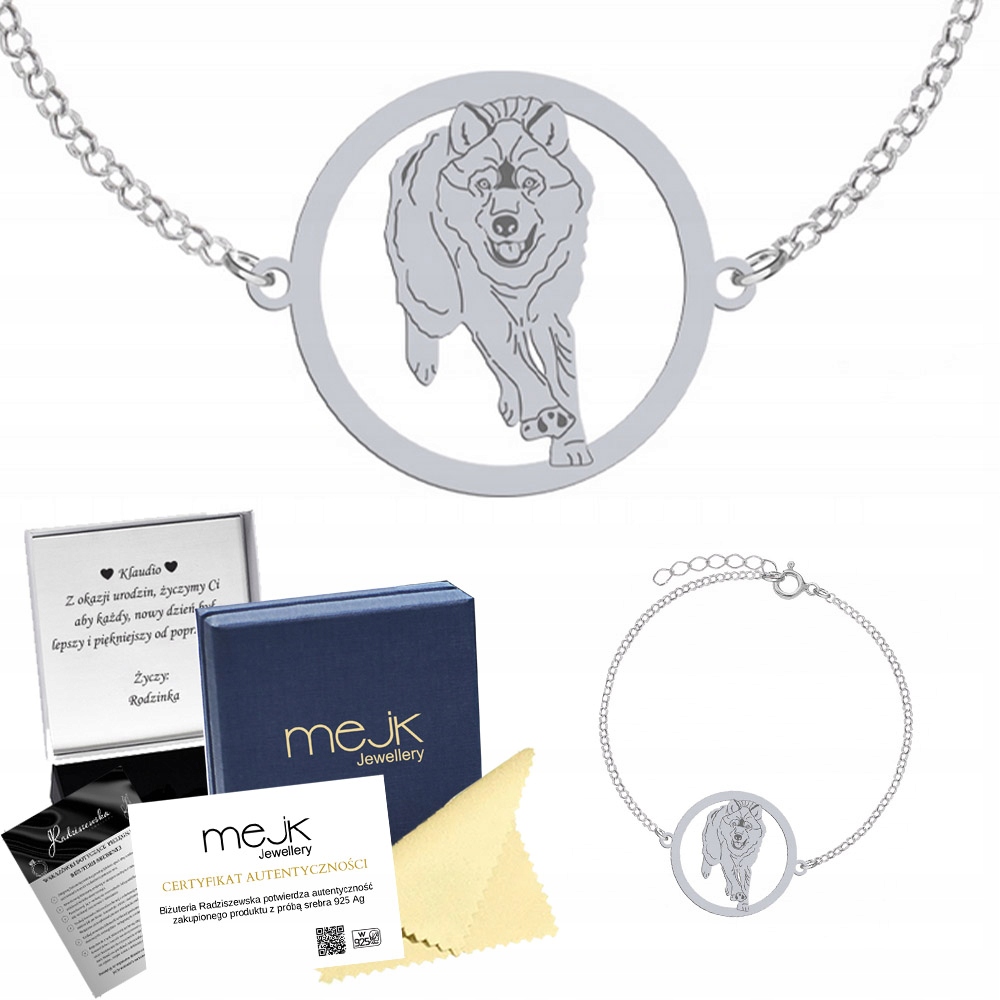 Stříbrný náramek s vlkem 925 Dárek Šperky Žena Gravírování Bonus