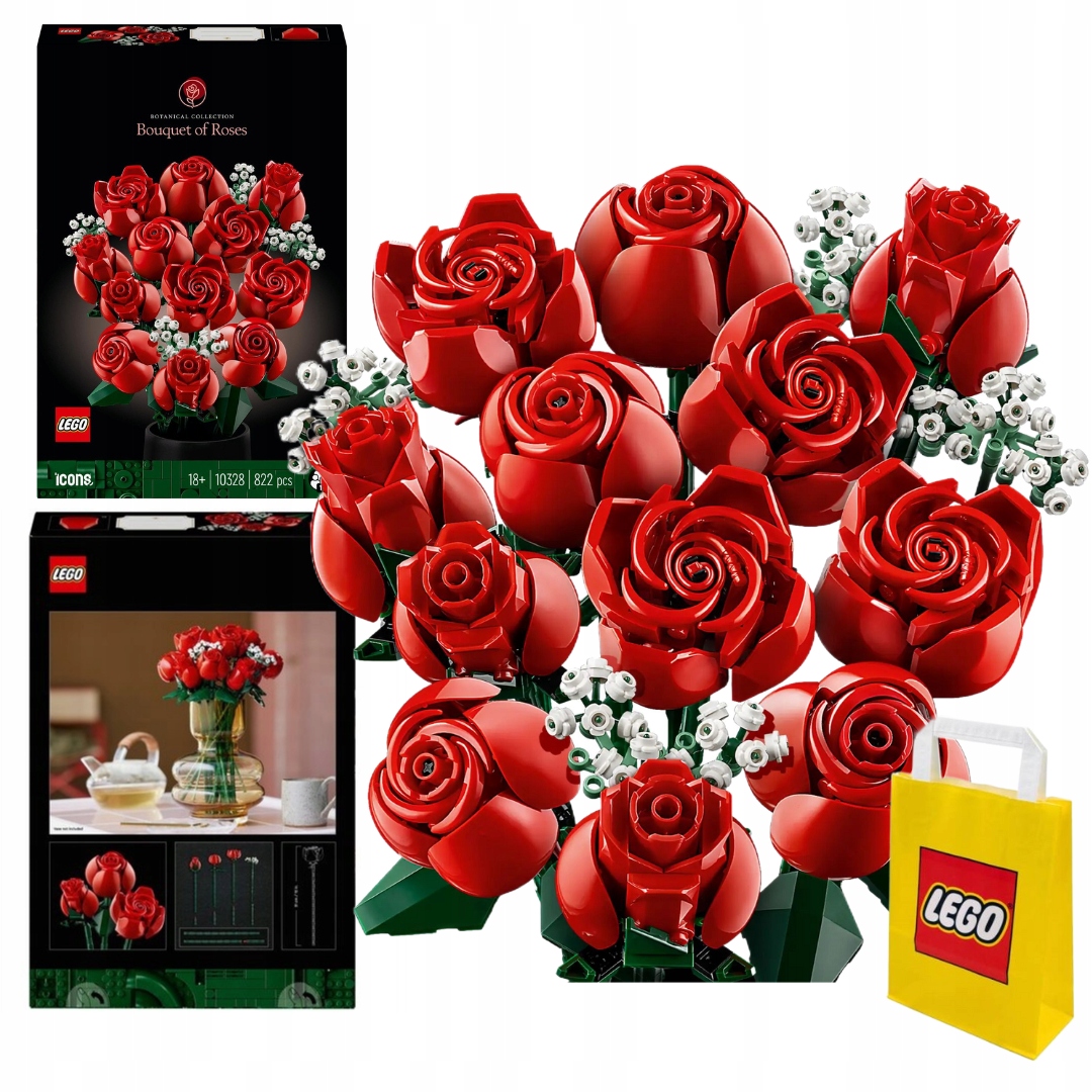 Lego Icons 10328 Kytice růží 12 červených růží Květy květy botanické růže