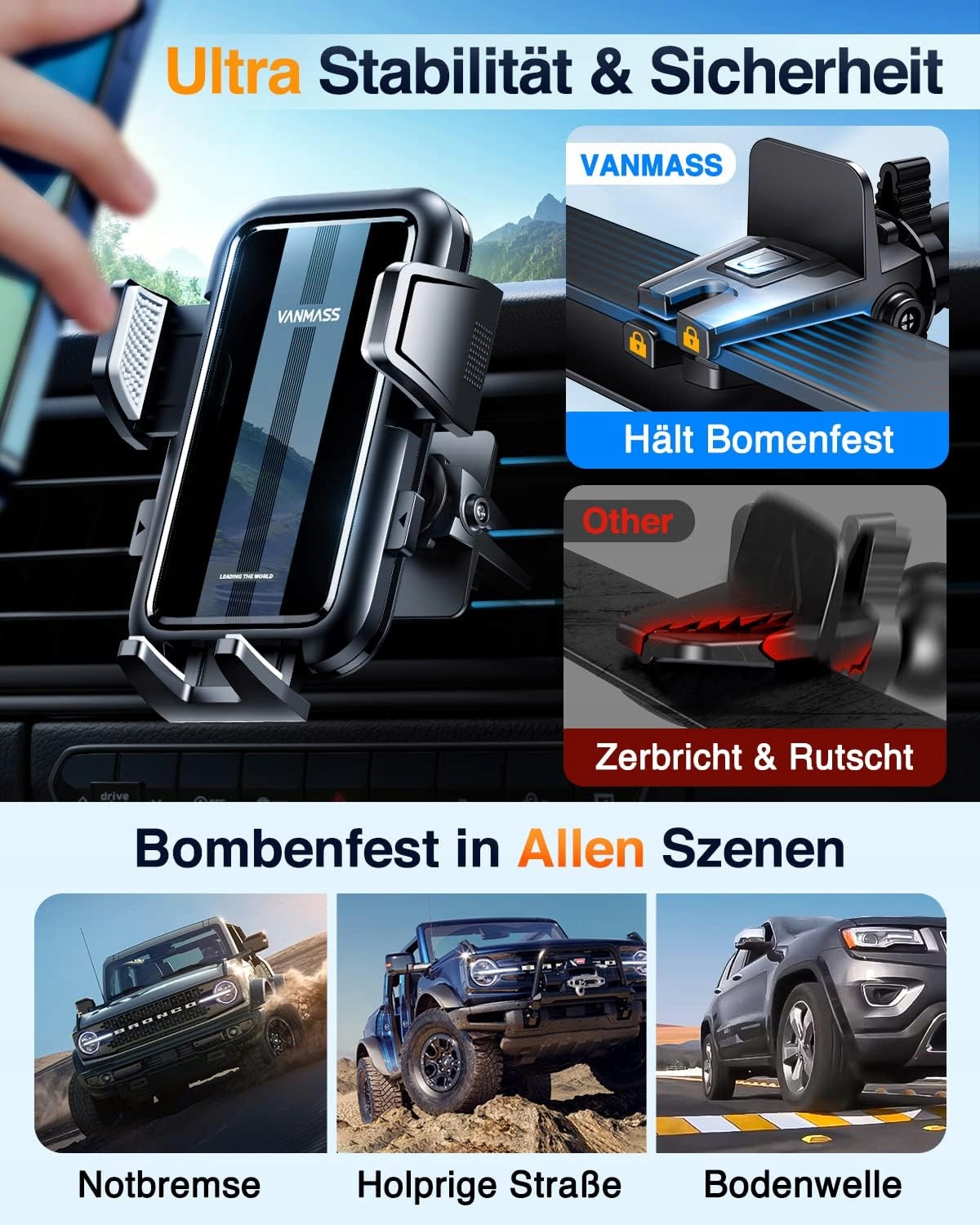 VANMASS Uchwyt Samochodowy Do Telefonu 4w1 iPhone Samsung Auto Akcesoria — miniatura 7