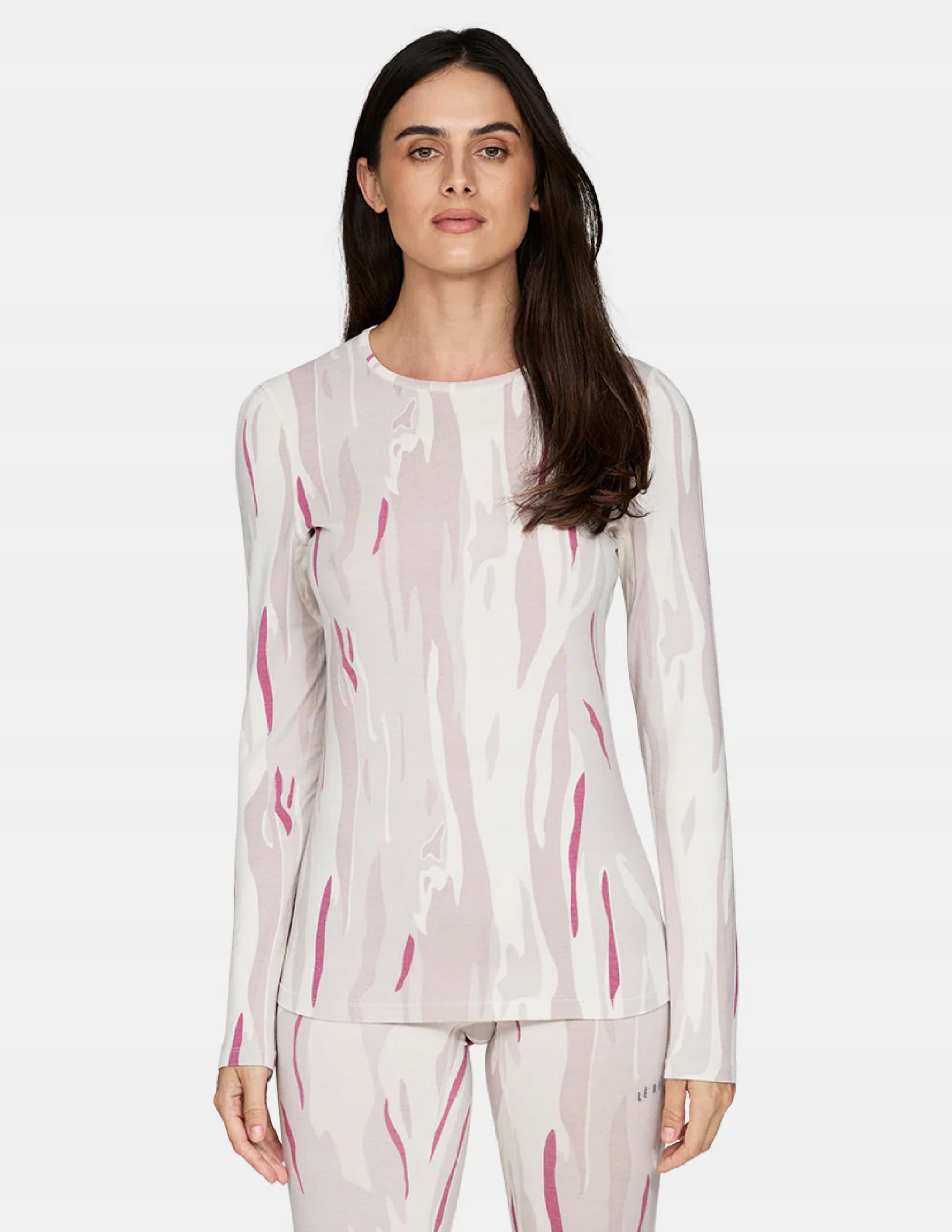 Dámské termoaktivní tričko Lé Bent Midweight Crew Merino Xs Bílo-růžové