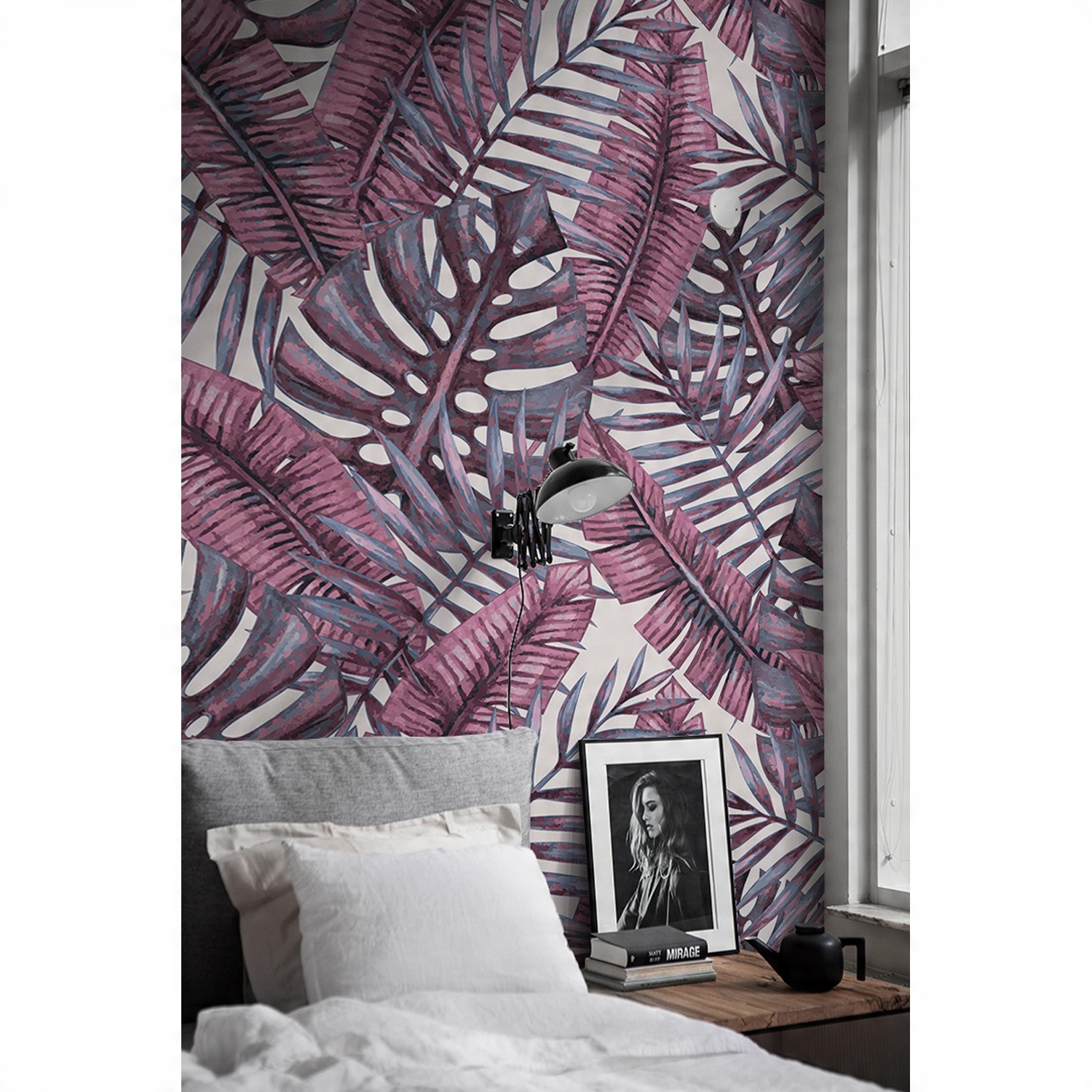 

Tapeta ścienna Różowe tropikalne liścia 290x290 cm