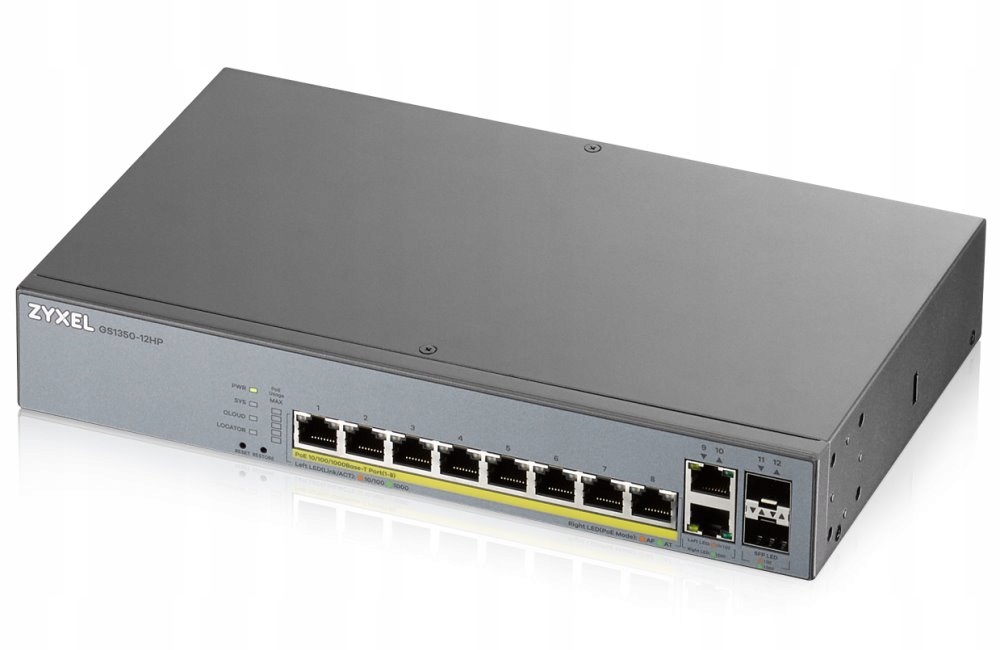 Zyxel GS1350-12HP 12 Port smart managed Cctv PoE switch, long range, 130W,
