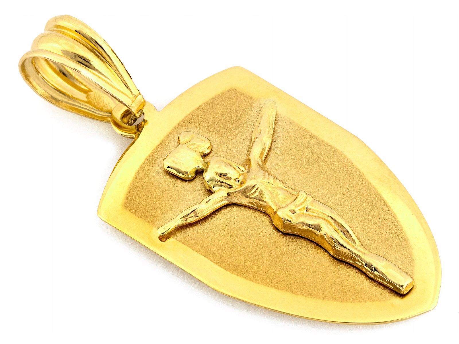 Zlatý medailonek 585 štít s křížkem, váha 1.25 g, elegantní šperky, módní