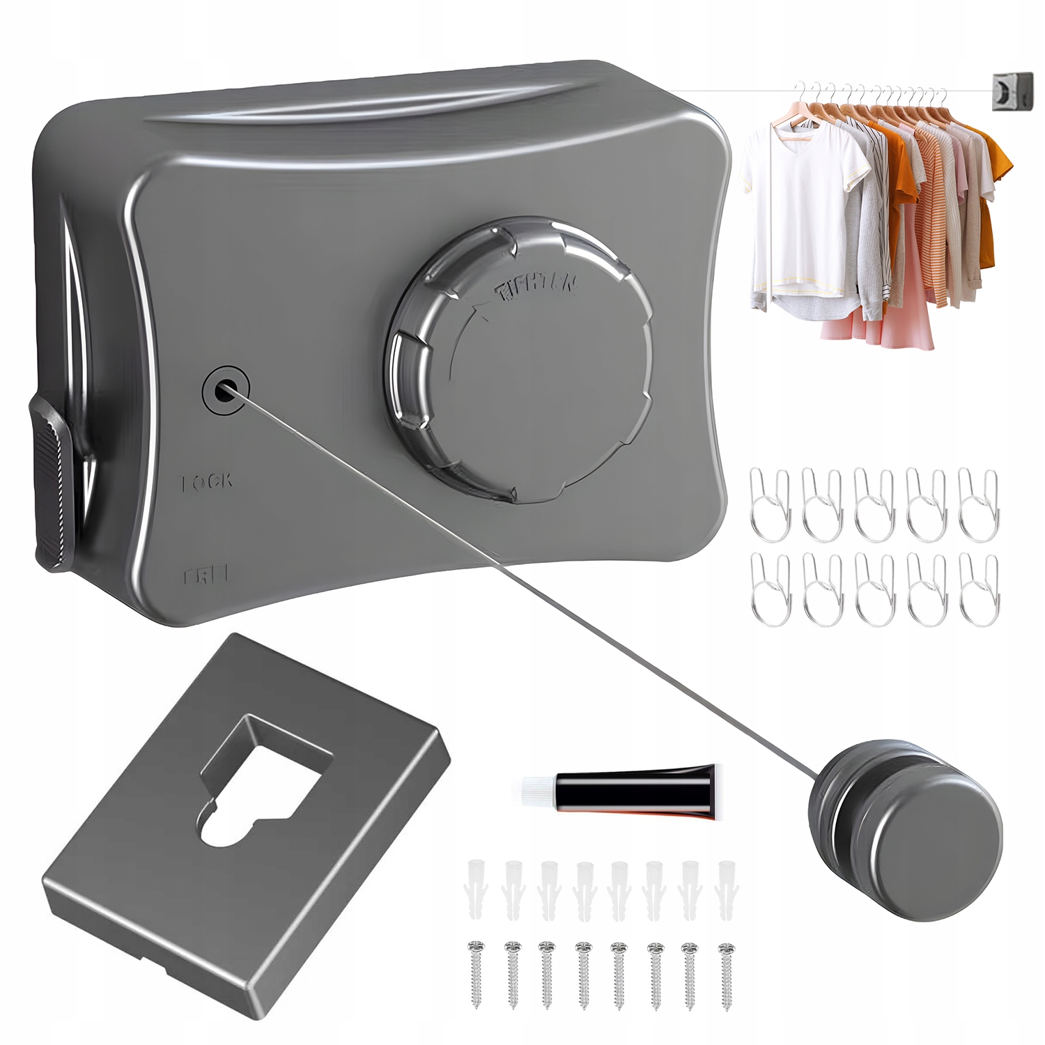 Levně 304 Nerezová Ocel Sušák Na Prádlo Lanko 5.1 M Šedá