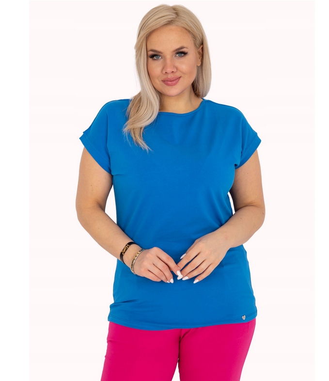 

Bluzka Gładka koszulka Big Size F67 kobalt 3XL