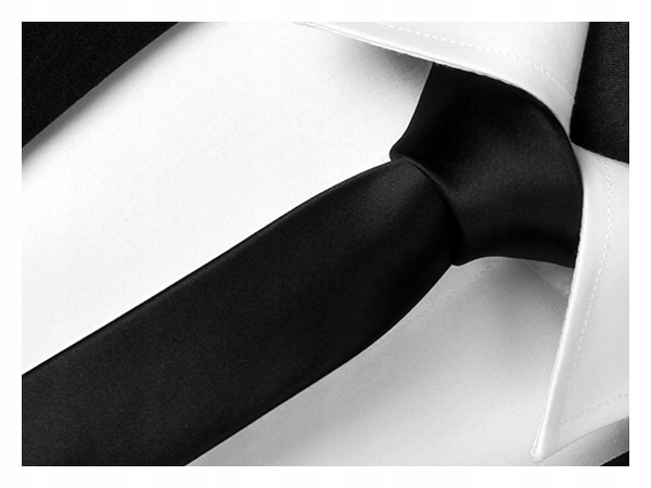 GREG SLIM FIT Wąski Krawat Śledź Gładki Czarny US Model Slim Fit
