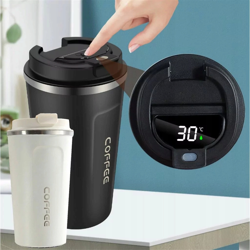 Kubek termiczny termos 380ml uchwyt do samochodu na kawę herbatę smart LED Marka inna