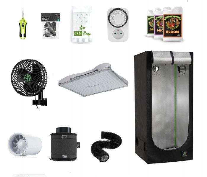 Sada pro pěstování Growbox Herbgarden 80x80x180 Led Luckygrow 180W hnojivo