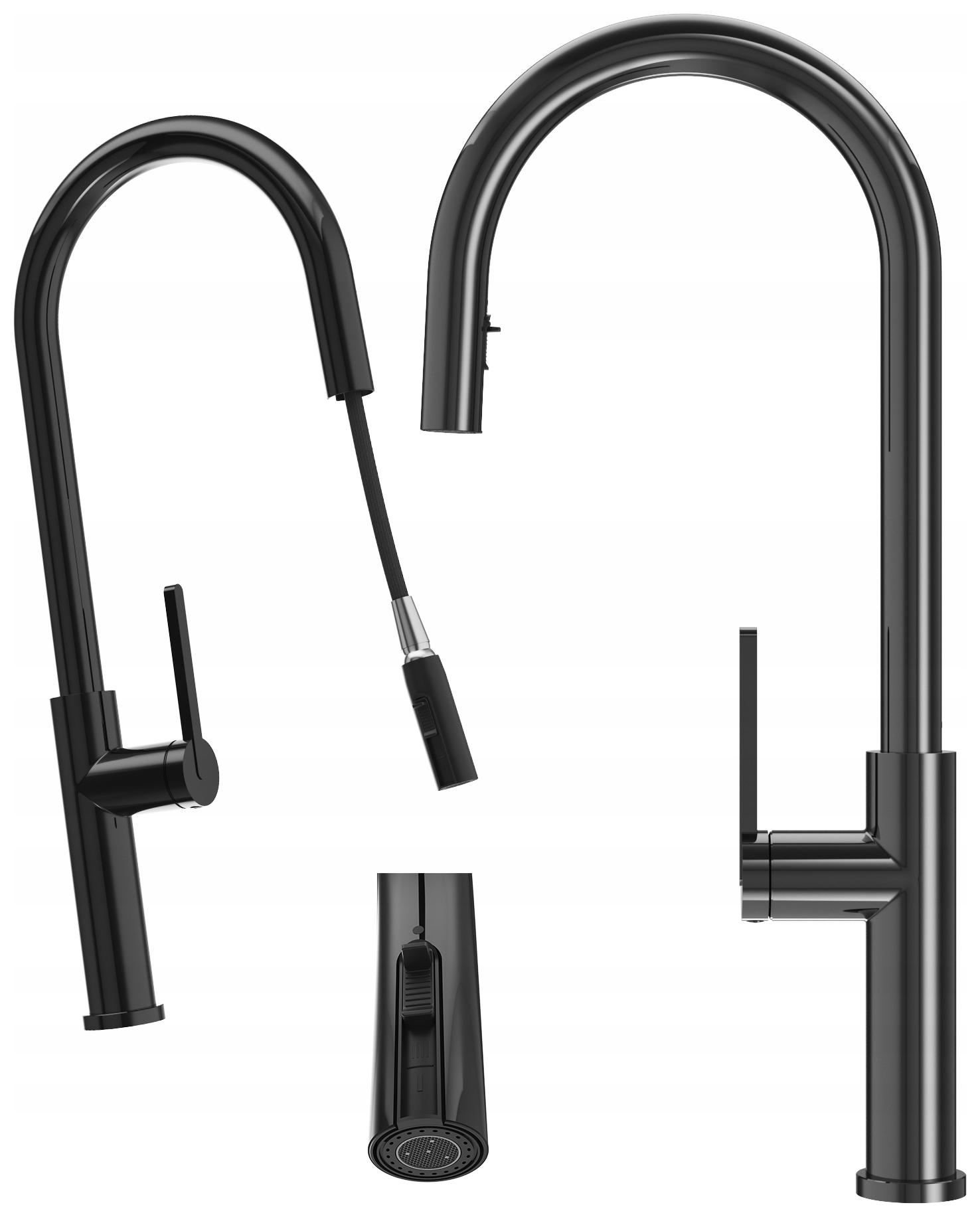 Kuchynská Batéria S Výsuvnou Hubicou Čierna Lesklá Prati