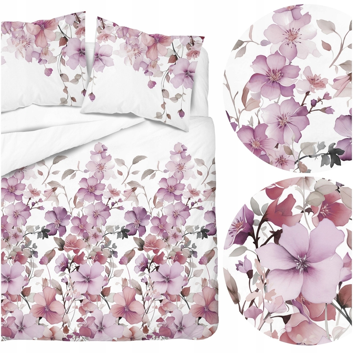 Pościel 220x200 komplet 3 części Asti satynowa Bawełniana miękka na suwak