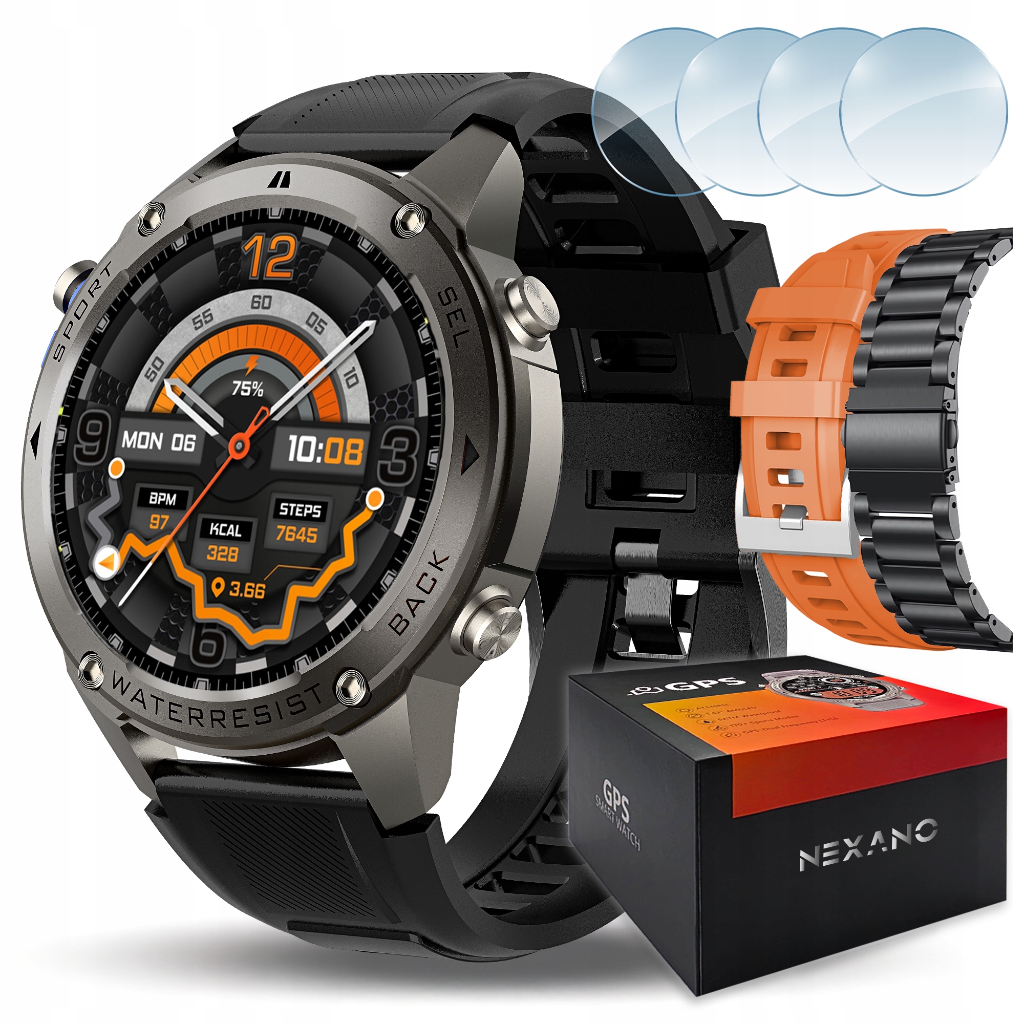 ZEGAREK SMARTWATCH MĘSKI WODOODPORNY ROZMOWY MENU PL GPS AMOLED SPORT WATCH