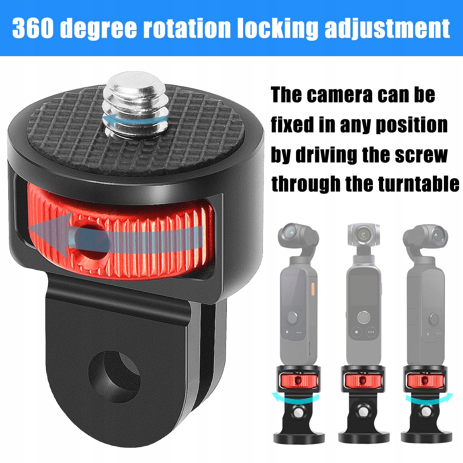 BEGPOEE Adapter Do Statywu 360° 2 Sztuki Do Kamer GoPro Sjcam Action — miniatura 5